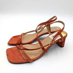 Frame Le Braxton Strappy Sandal Women's Square Toe Orange Size US6.5 EU37